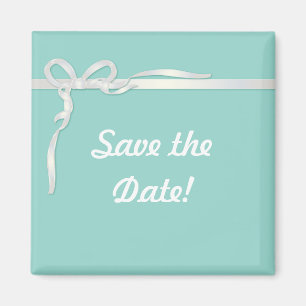 Robin's Egg Blue Jewellery Box with White Ribbon Magnet