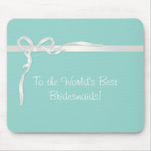 Robin's Egg Blue Jewellery Box with White Ribbon Mouse Pad