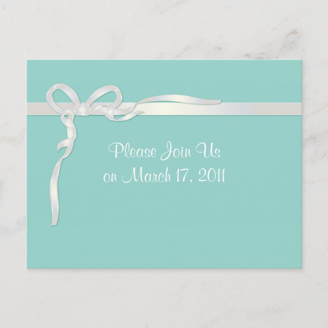 Robin's Egg Blue Jewellery Box with White Ribbon Postcard (Front)