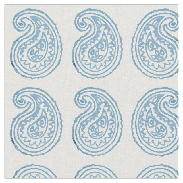 Robin's Egg Blue Paisley Fabric by Margaret Juul (Close Up)