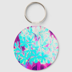 Robin's Egg Blue Peppermint Twist Phlox Flowers Keychain