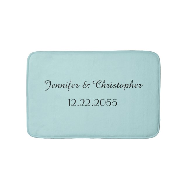 Robins Egg Blue Personalized Plush Bath Mat (Front)