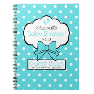 Robins Egg Blue Polka Dot Baby Shower Guest Book- Notebook