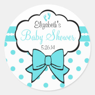 Robins Egg Blue Polka Dots-Baby Shower Classic Round Sticker