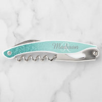 Robin's Egg Blue Teal Stylish Monogram Glitter