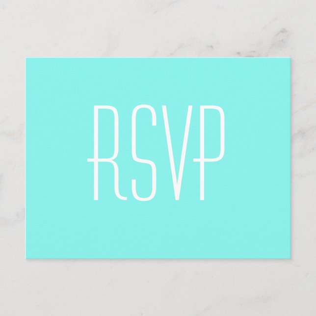 robin's egg blue turquoise aqua blue wedding invitation postcard (Front)