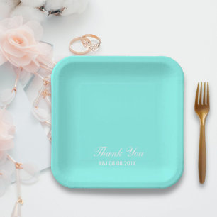 robin's egg blue turquoise aqua blue wedding paper plate
