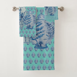 Robin's Egg Blue & White Ginger Jars Bath Towel Set