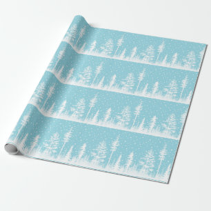 Robins Egg Blue White Snow Winter Woodland Forest Wrapping Paper