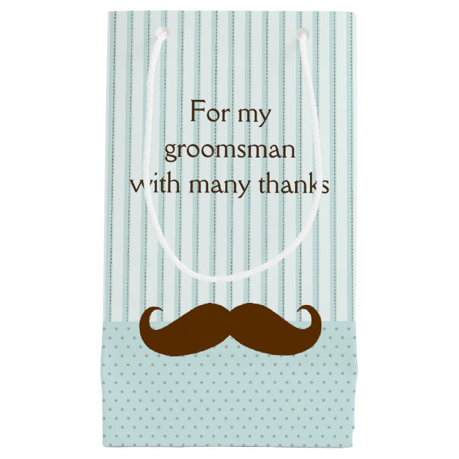 Robins Egg Blue with Moustache Groomsman Gift Bag (Front)