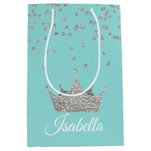 Robins Egg Blue with Silver Crown Gift Bag