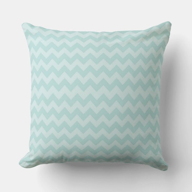 Robins Egg Chevron Aqua Teal Zig Zag Modern Throw Pillow (Front)