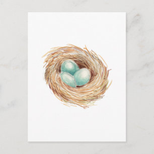 Robin's Egg Nest Blue Watercolor Postcard