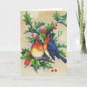 Robins & Holly Christmas Holiday Card