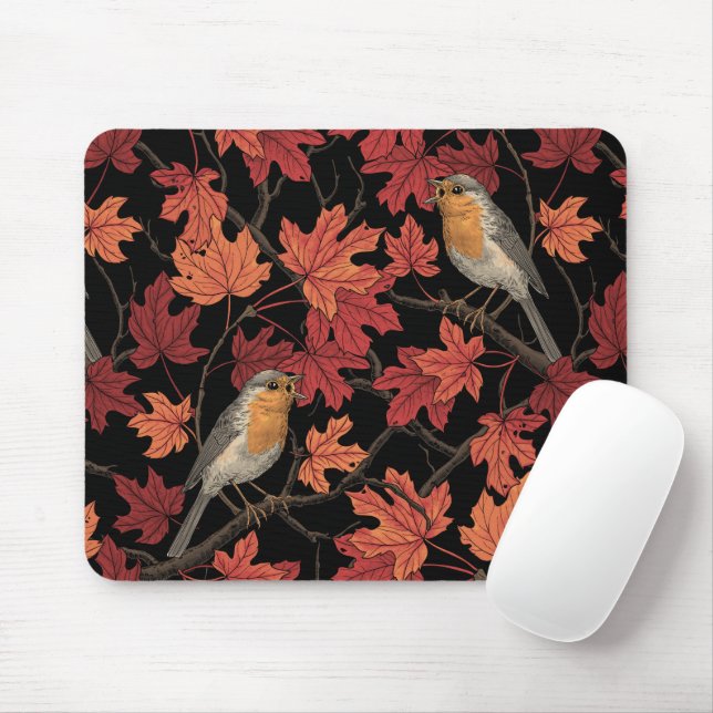 Robins in maple tree mouse pad (With Mouse)