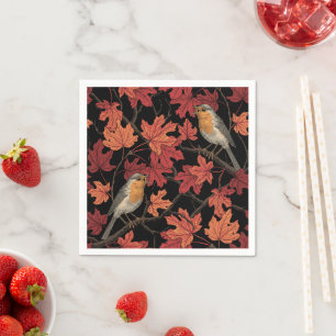 Robins in maple tree napkin