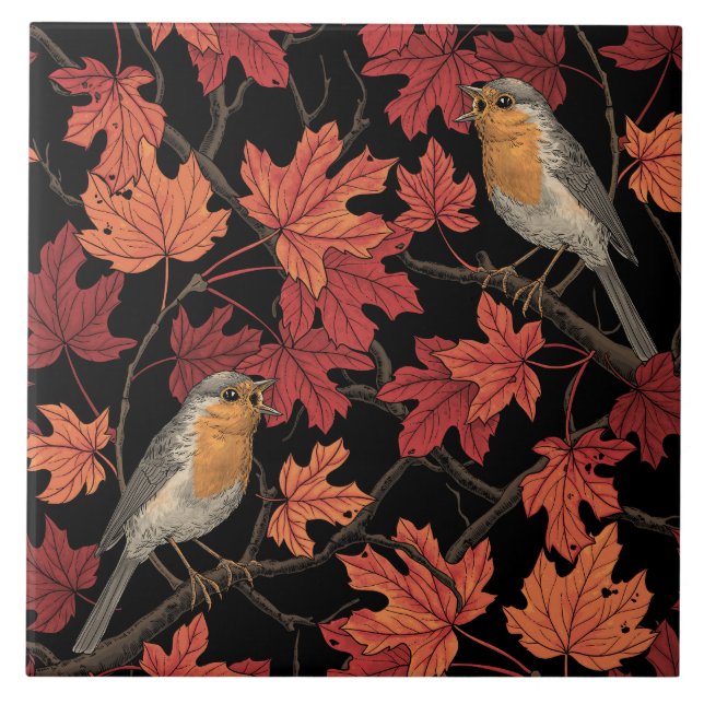 Robins in maple tree tile (Front)