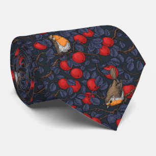 Robins in the apple tree/blue and red tie