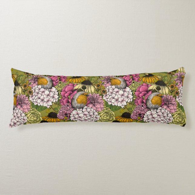 Robins in the garden 2 body pillow (Front)
