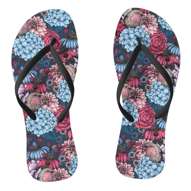 Robins in the garden 3 flip flops (Footbed)