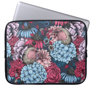 Robins in the garden 3 laptop sleeve
