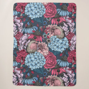 Robins in the garden 3 sherpa blanket