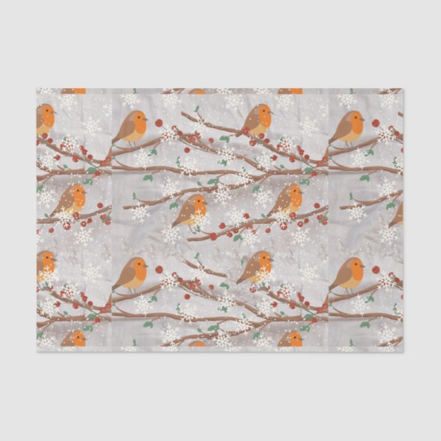 Robins In The Snow Tissue Paper (Front)