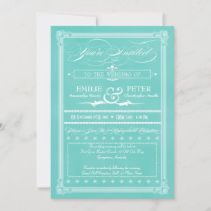 Robin's Oeuf Blue Poster Style Mariage Invitations