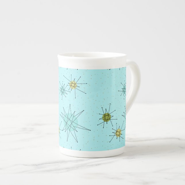 Robin's Oeuf Blue Starbursts China Mug (Devant droit)