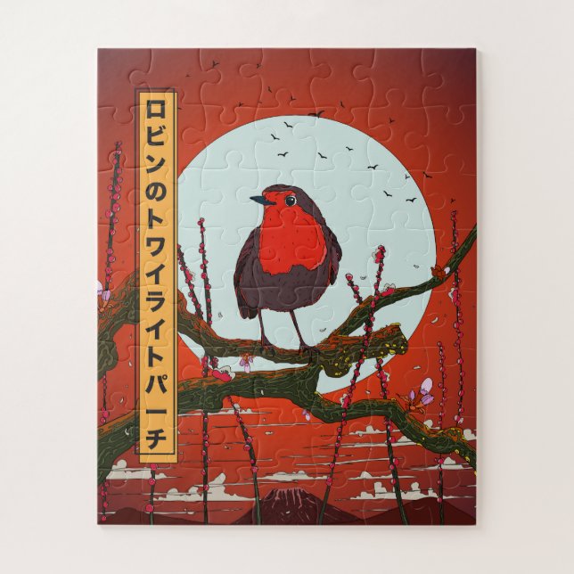 Robin's Twilight Perch Jigsaw Puzzle (Vertical)