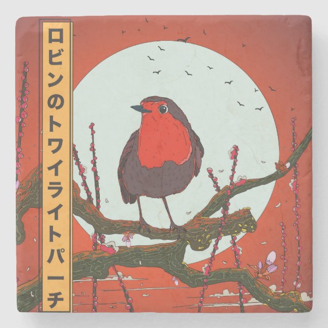 Robin's Twilight Perch Stone Coaster (Front)