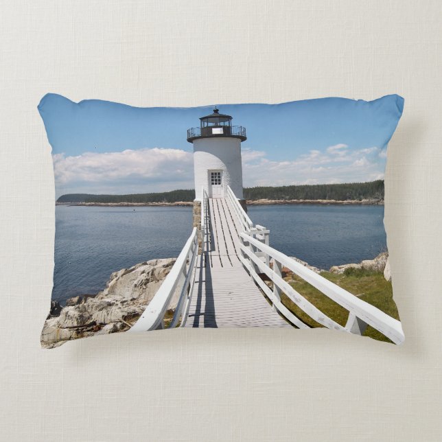 Robinson Point Lighthouse, Isle Au Haut, Maine Decorative Pillow (Front)