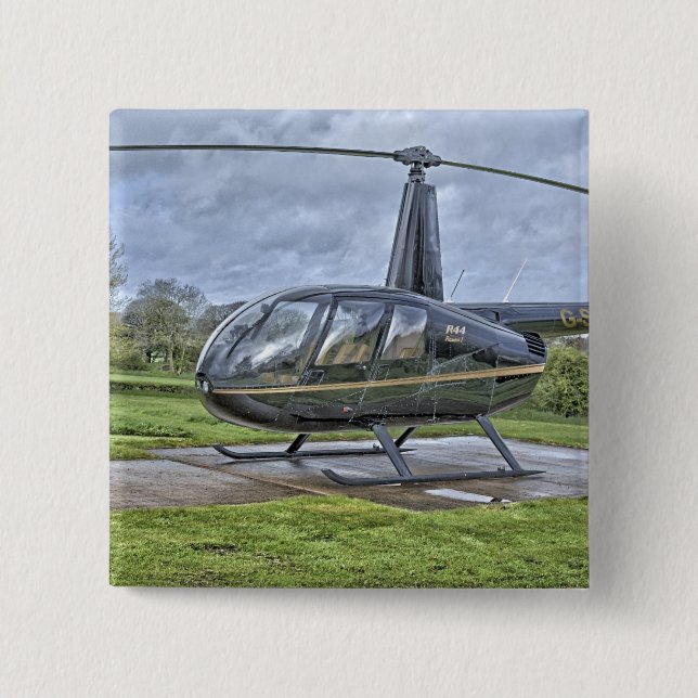 Robinson R44 helicopter 2 Inch Square Button (Front)
