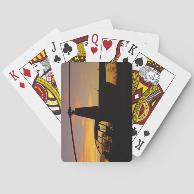 Robinson R44 helicopter at sunset Playing Cards (Back)
