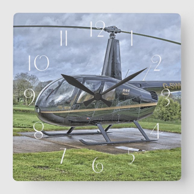 Robinson R44 helicopter Square Wall Clock (Front)