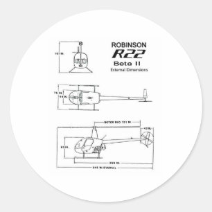 Robinson R-22 Classic Round Sticker