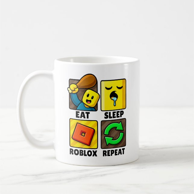 Roblox Eat Sleep Repeat Funny Gamer Coffee Mug (Left)