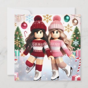 Robloxo's Teen Girls Ice Skate Christmas Card