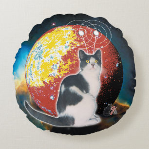 Robo Cat Hobo Round Pillow