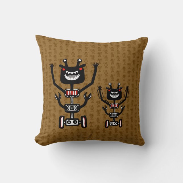 Robo Monster Throw Pillow (Front)