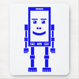 Robo Phone - Blue on White Mouse Pad