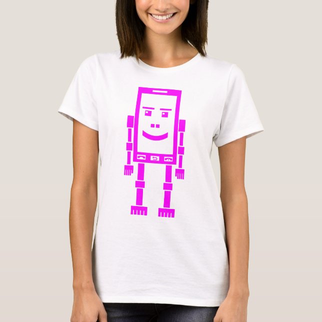 Robo Phone - Magenta T-Shirt (Front)