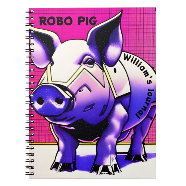 ROBO PIG Journal. Editable text. Notebook (Front)