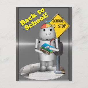 Robo-x9 at the School Bus Stop Postcard