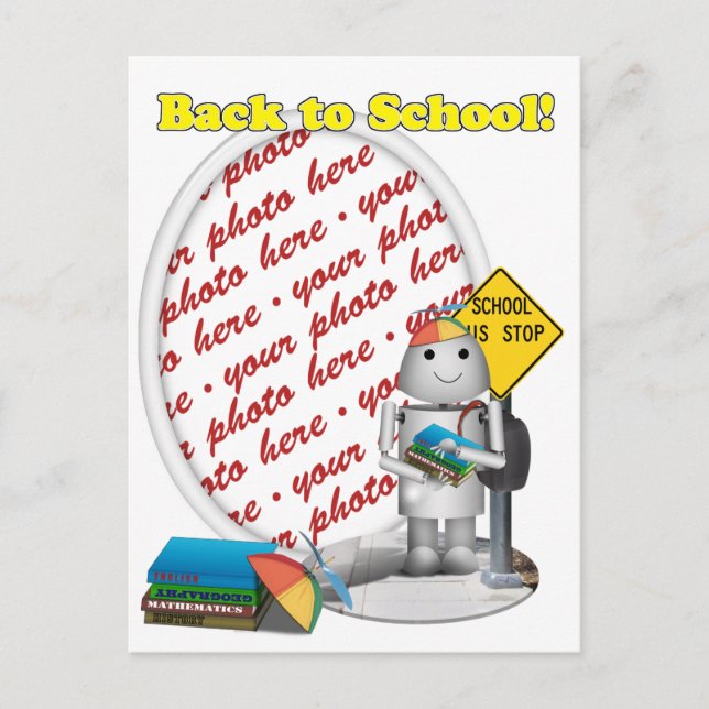 Robo-x9 Goes Back to School Photo Frame Postcard (Front)