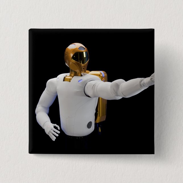 Robonaut 2, a dexterous, humanoid astronaut hel 2 inch square button (Front)