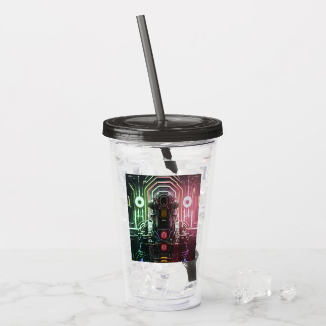 Robot 1 black smoke acrylic tumbler (Front Ice)