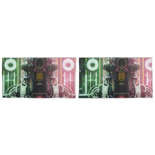 Robot 1 gray king pillowcases pair