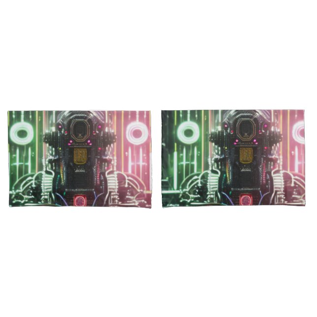 Robot 1 grey standard pillowcases pair (Front-Set)
