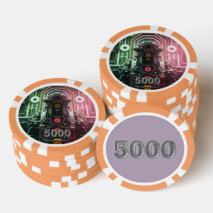 Robot 1 orange 5000 striped poker chip